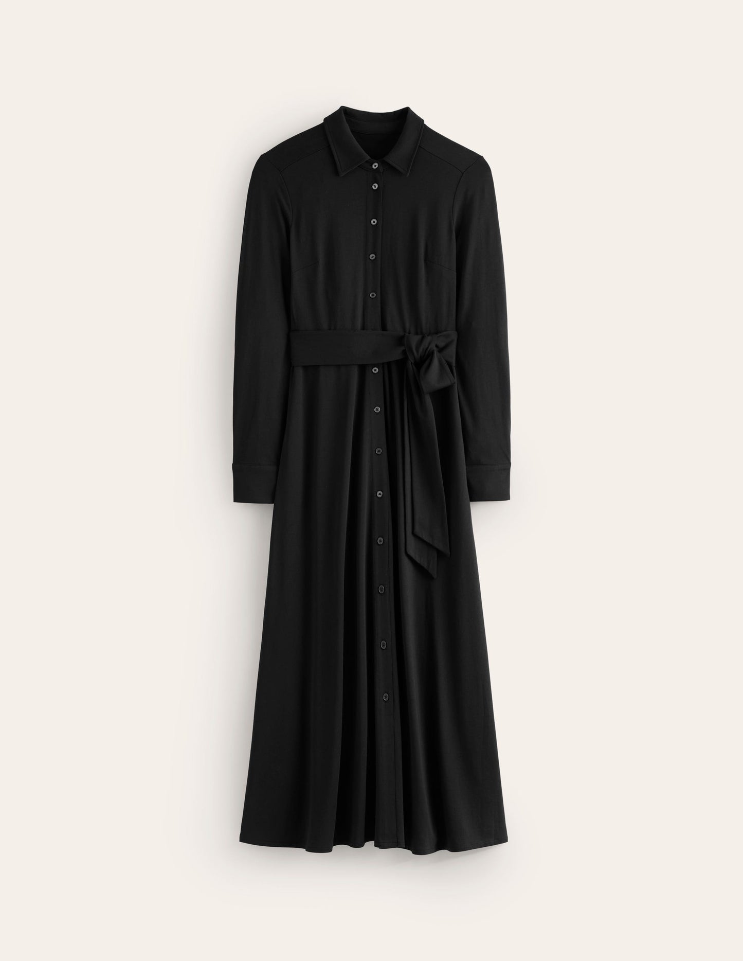 Marcia Jersey Midi Shirt Dress-Black