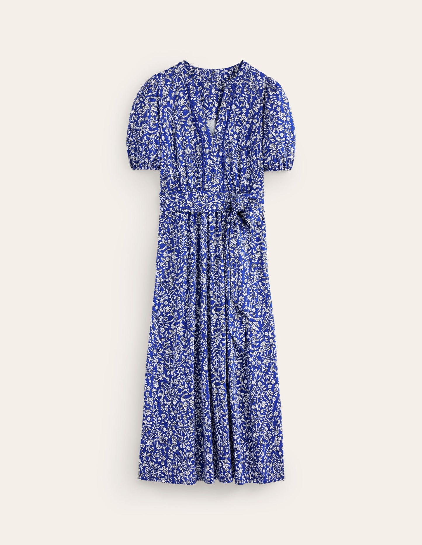 Sofia Trim jersey midi dress-Sapphire Blue, Foliage Bud