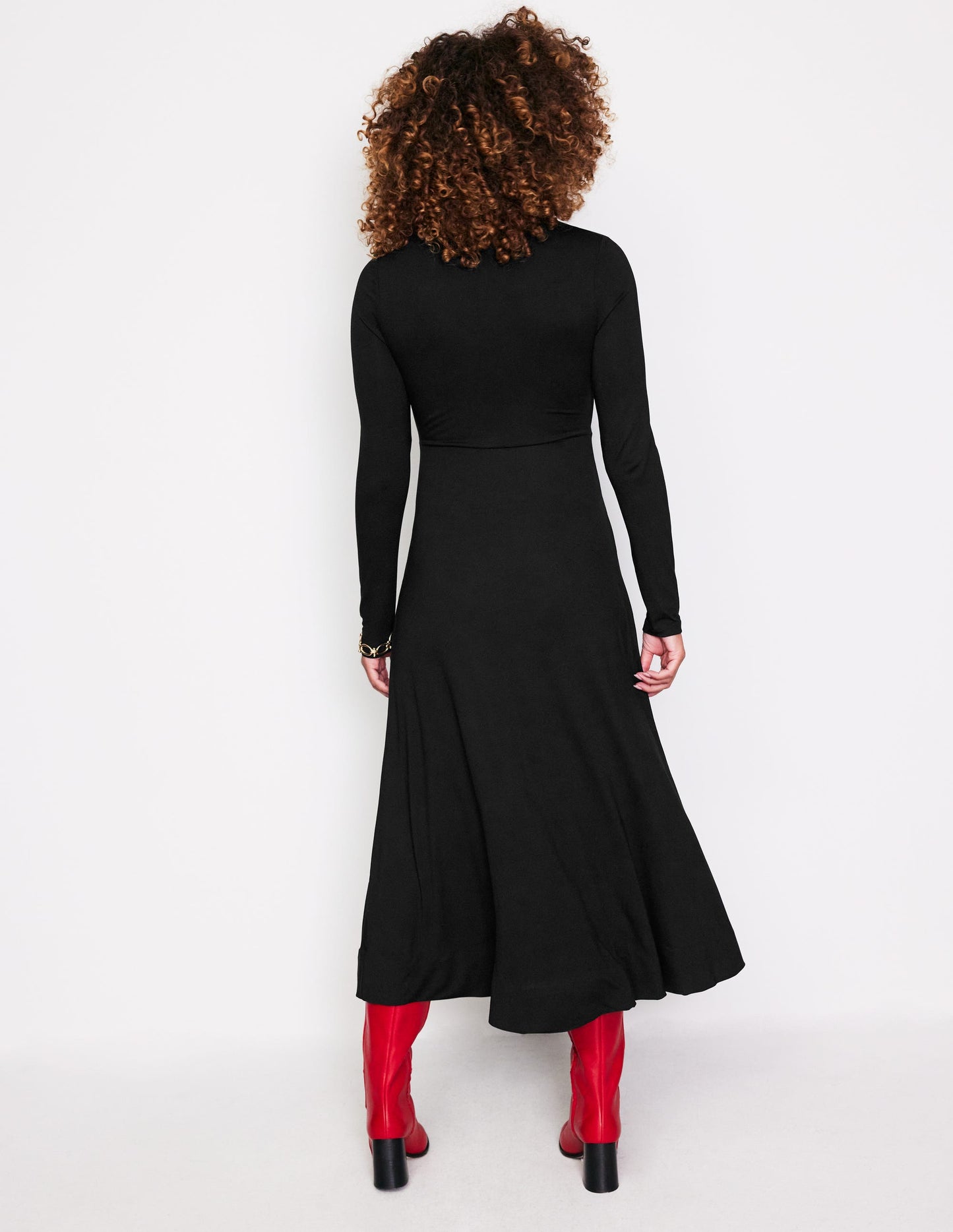 Twisted Waist Jersey Dress-Black