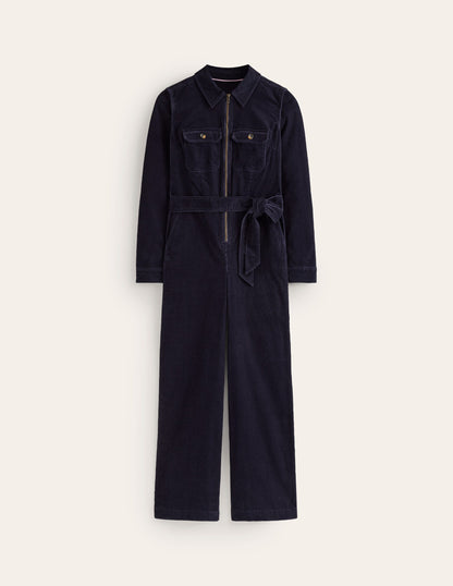 Cord Utility Jumpsuit-Navy