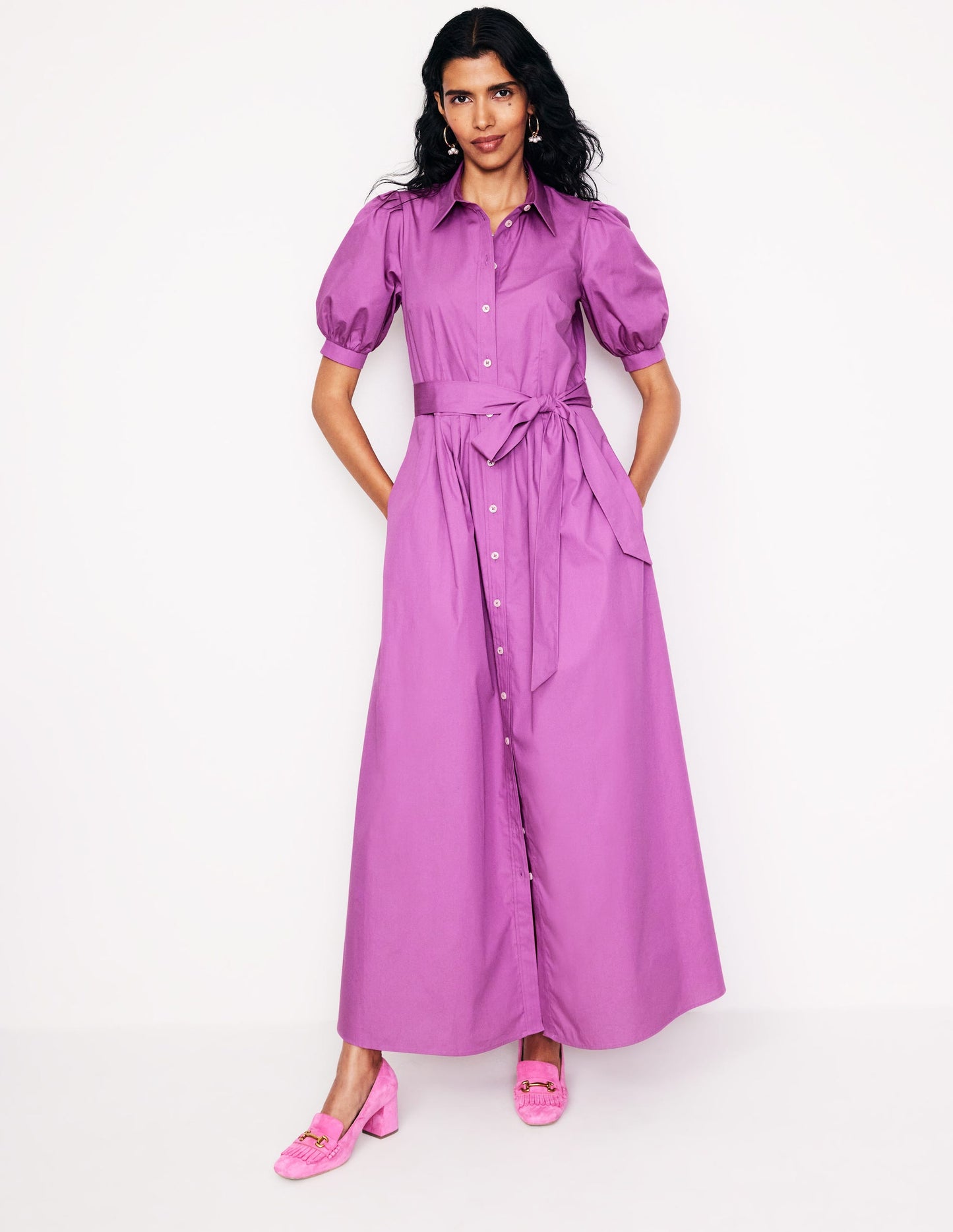 Alexa Maxi Shirt Dress-Foxglove