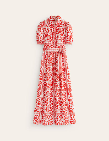 Alexa Maxi Shirt Dress-Rouge, Vine Tile