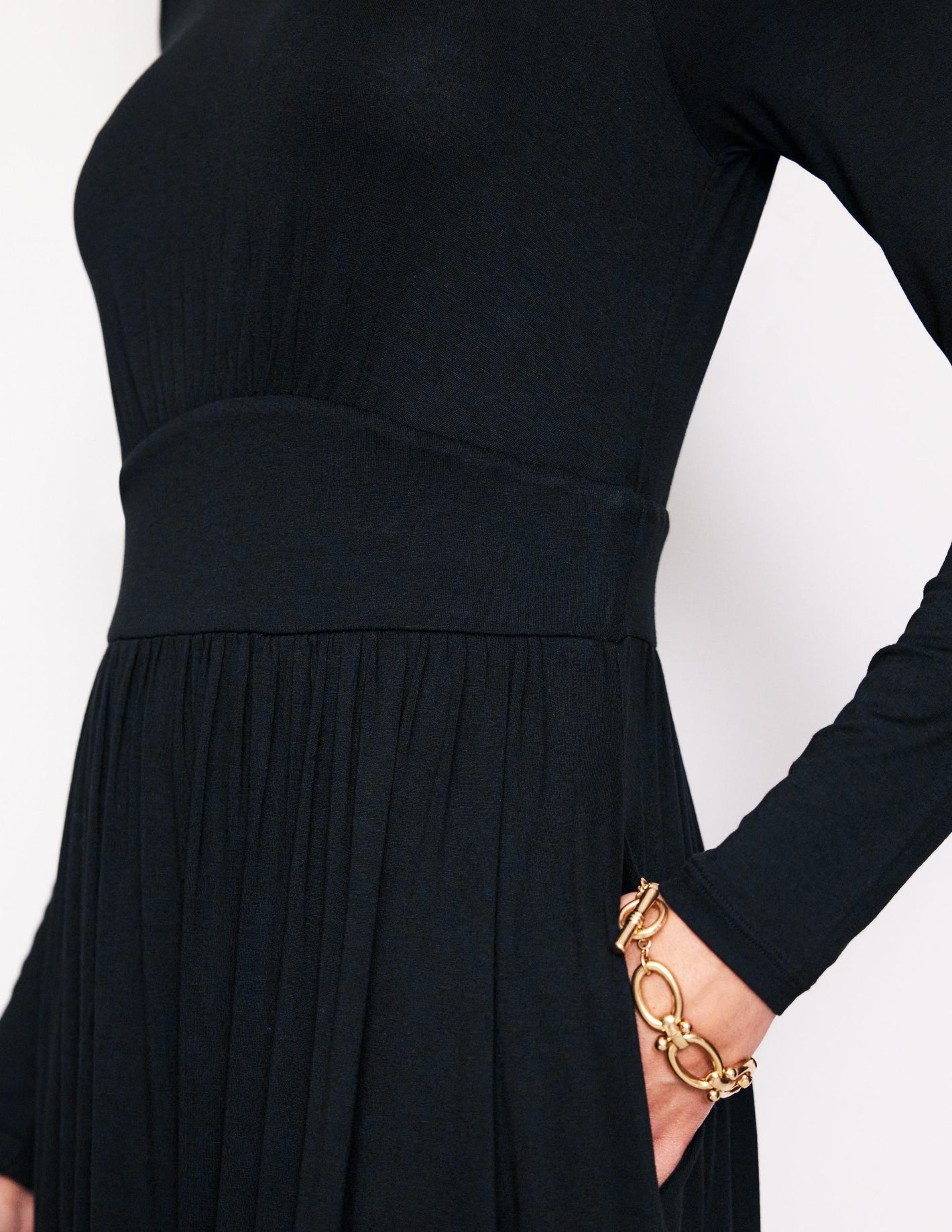 Thea Long Sleeve Jersey Dress-Black