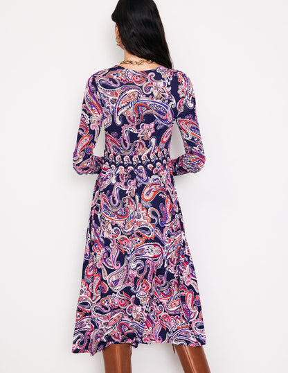 Thea Long Sleeve Jersey Dress-Multi, Opulent Paisley