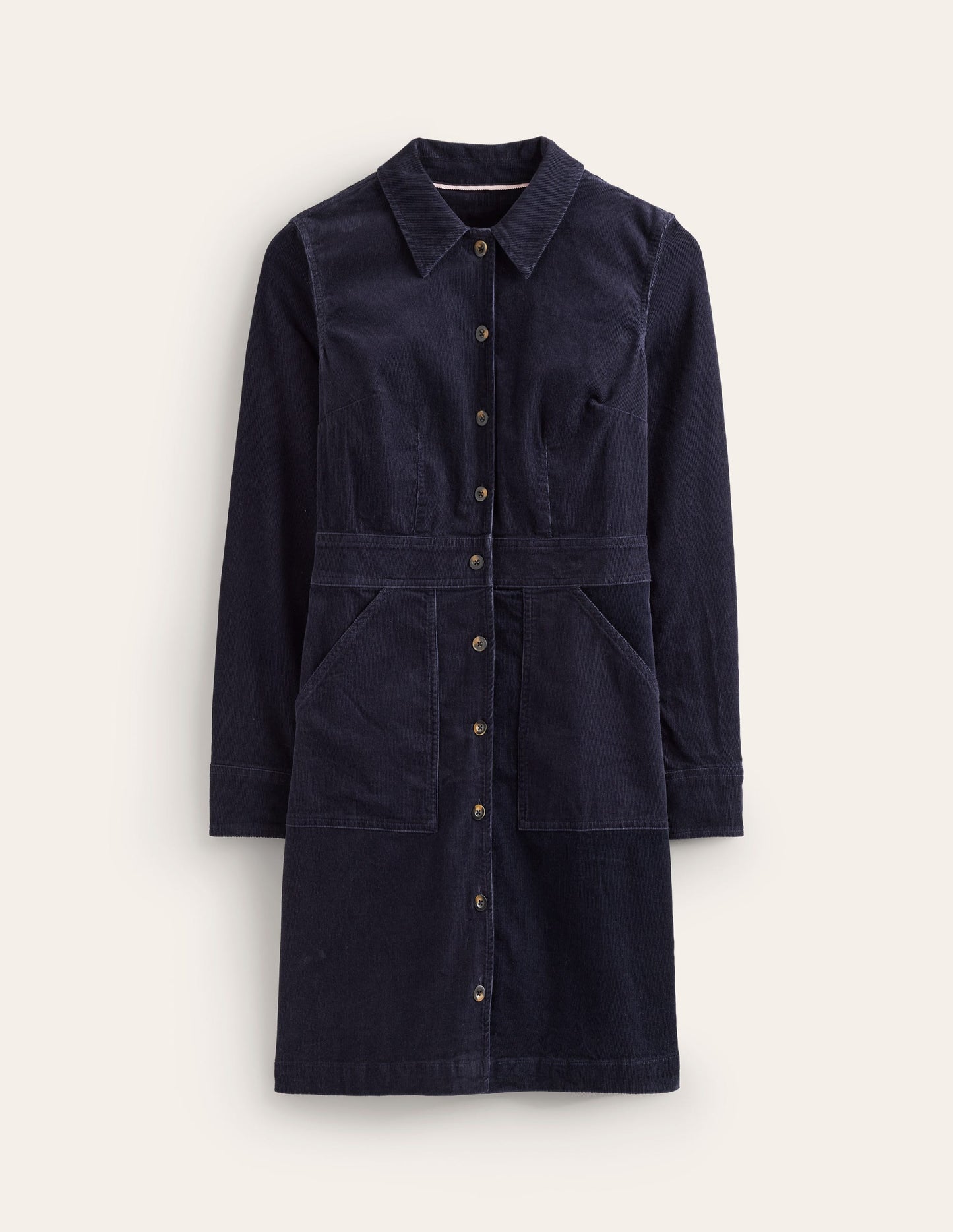 Flora Cord Shirt Dress-Navy