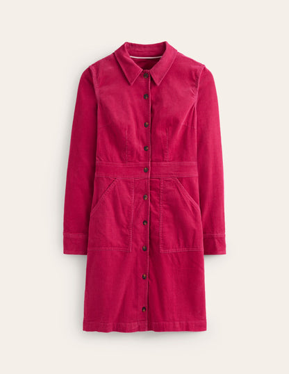 Flora Cord Shirt Dress-Cherries Jubilee