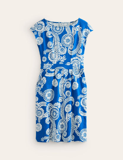 Florrie Jersey Dress-Indigo Bunting, Abstract Charm