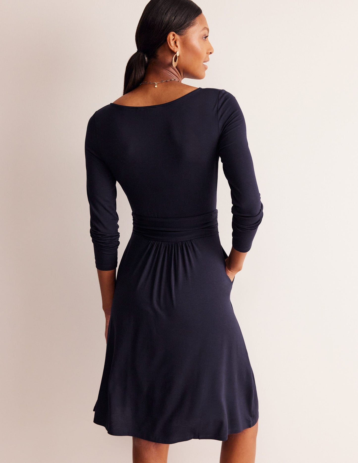 Amelie Long Sleeve Dress-Navy