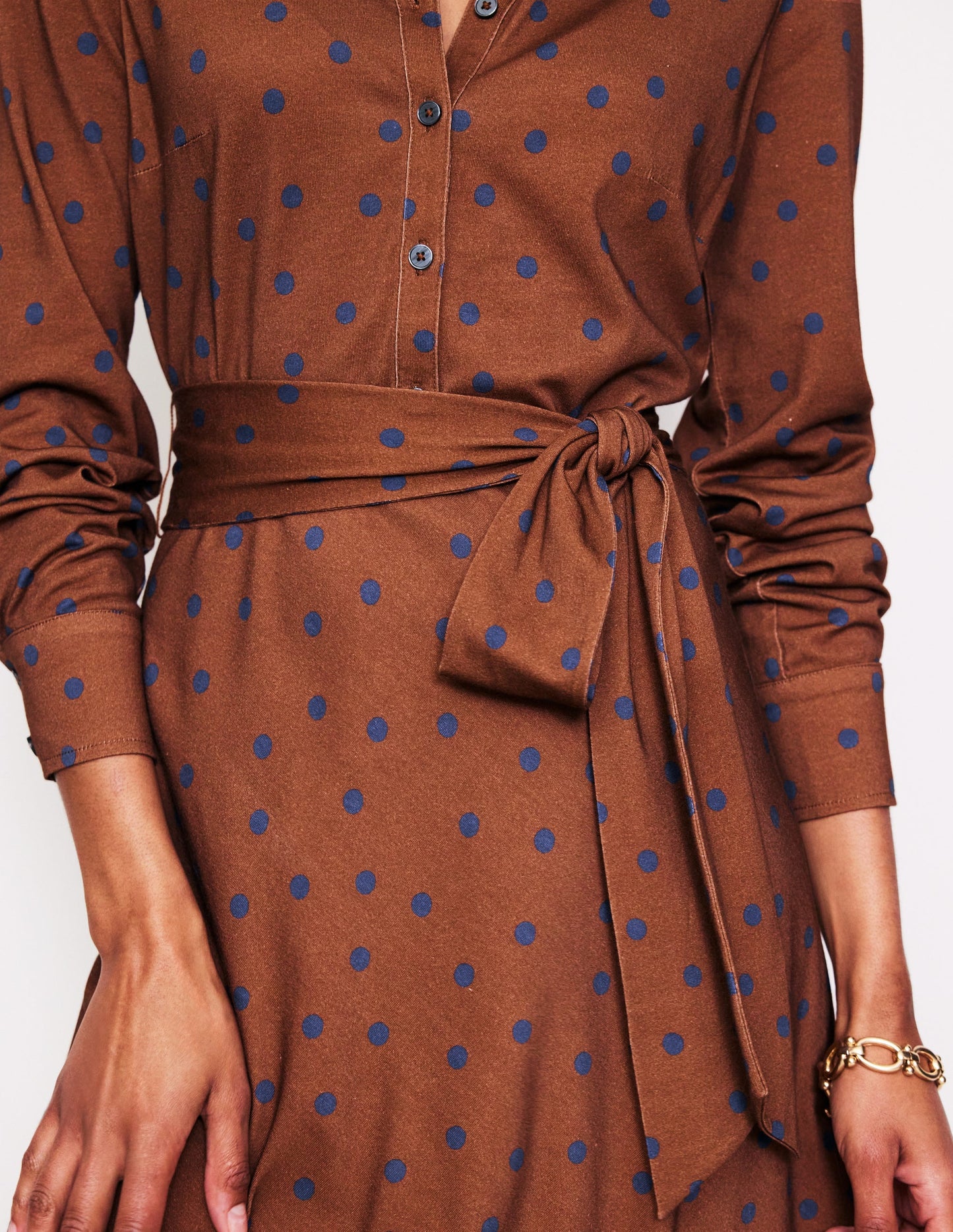 Laura Jersey Midi Shirt Dress-Autumn Brown, Sparse Spot