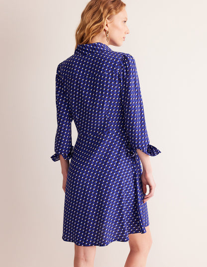 Pocket Detail Shirt Dress-Mazarine Blue, Terrace Swirl