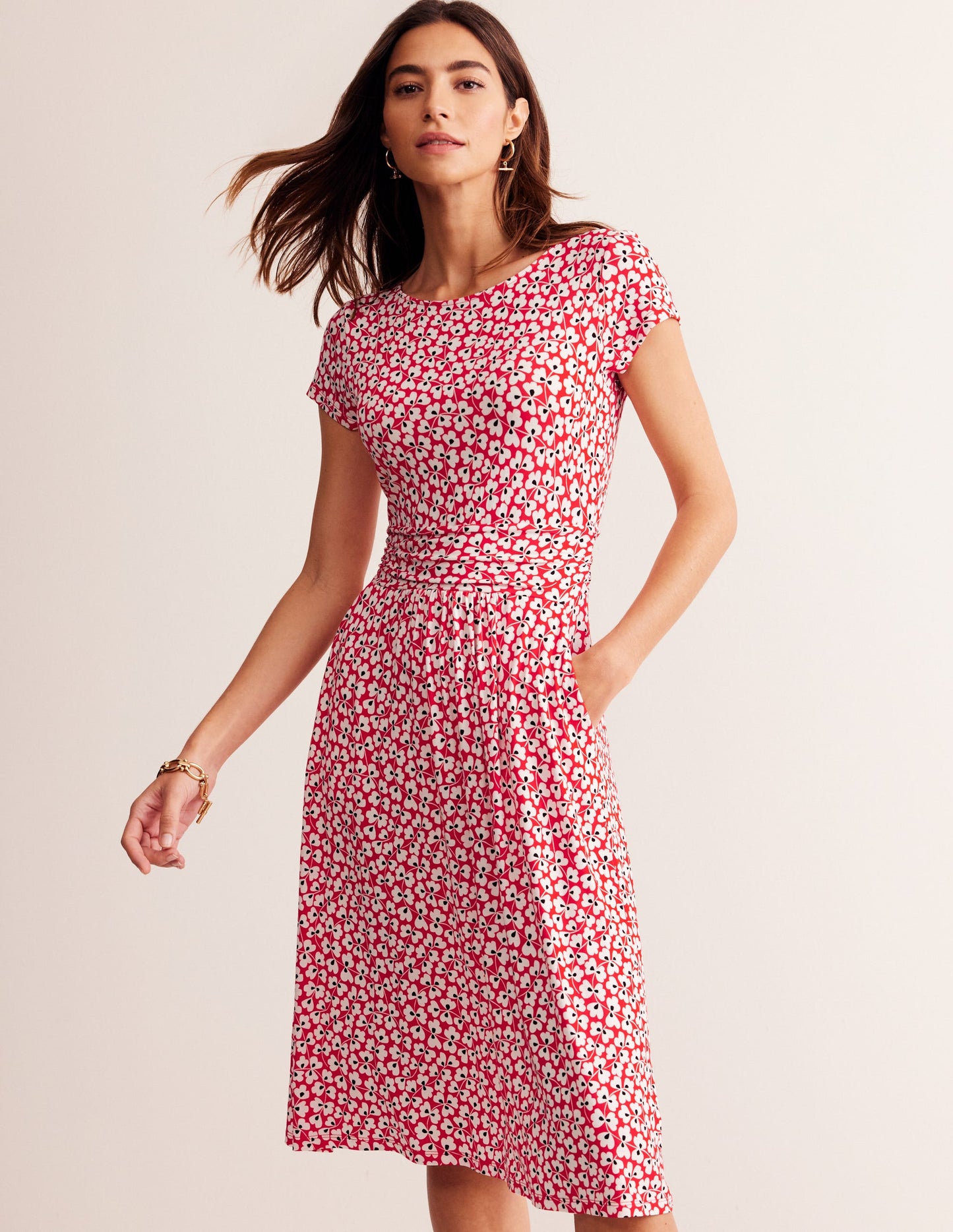 Amelie Jersey Dress-Rouge, Clover Whirl