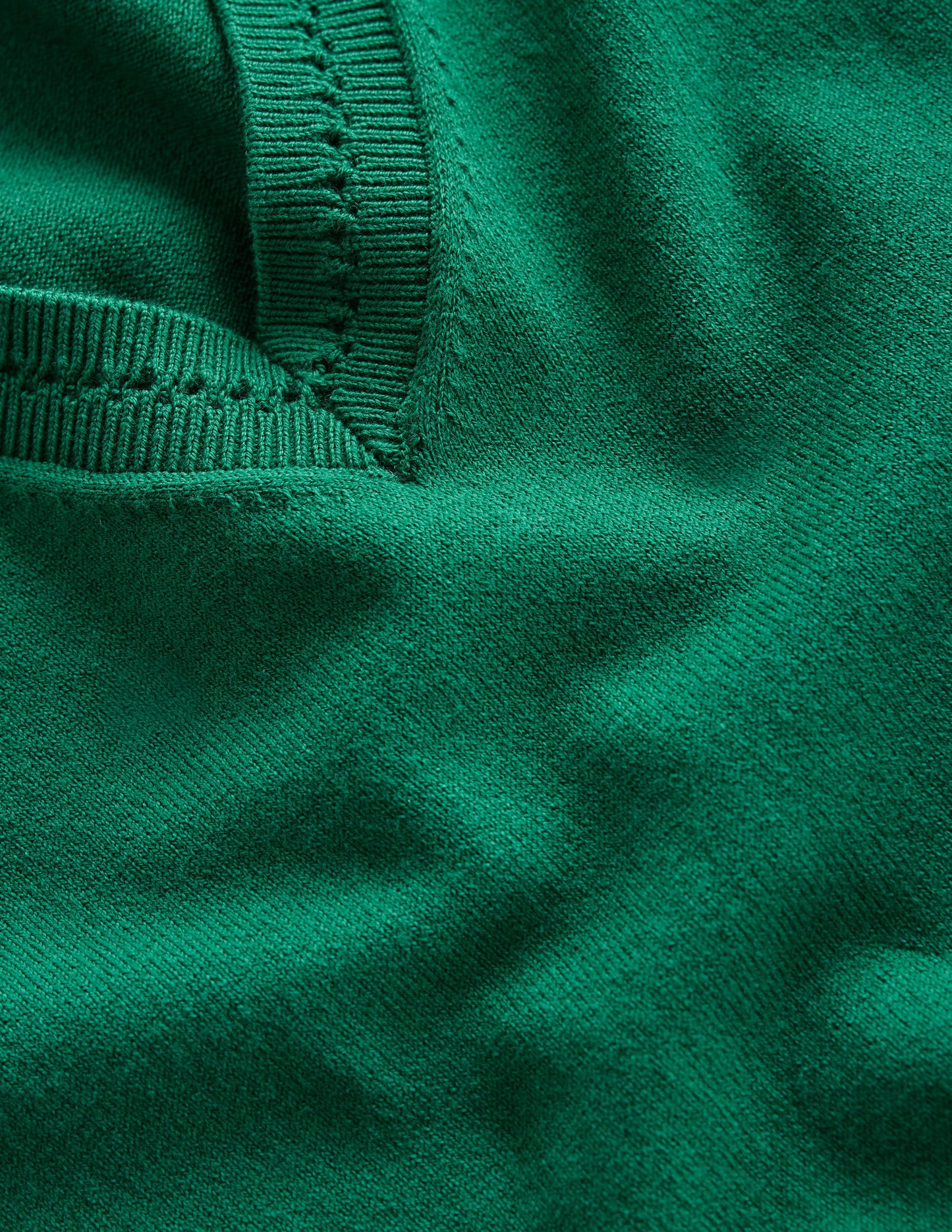 Catriona Cotton V-Neck Jumper-Malachite Green