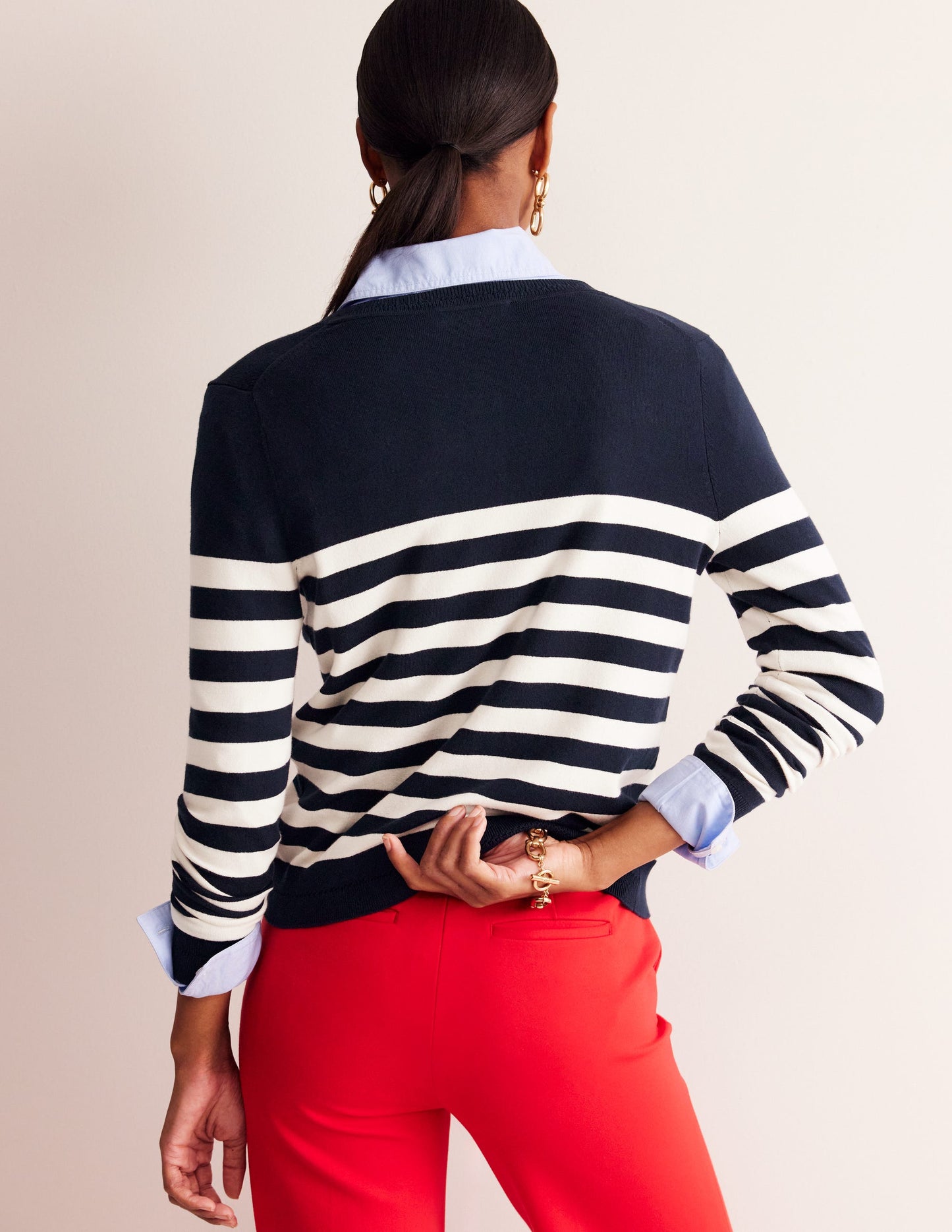 Catriona Cotton Cardigan-Navy/ Ivory