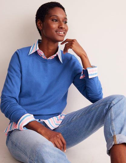 Catriona Cotton Crew Jumper-Blue Jay