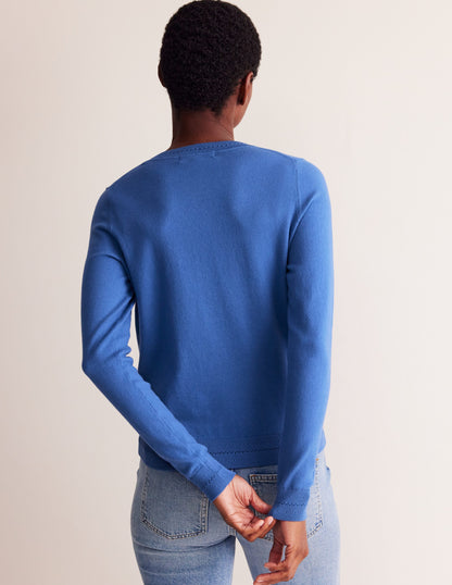 Catriona Cotton Crew Jumper-Blue Jay