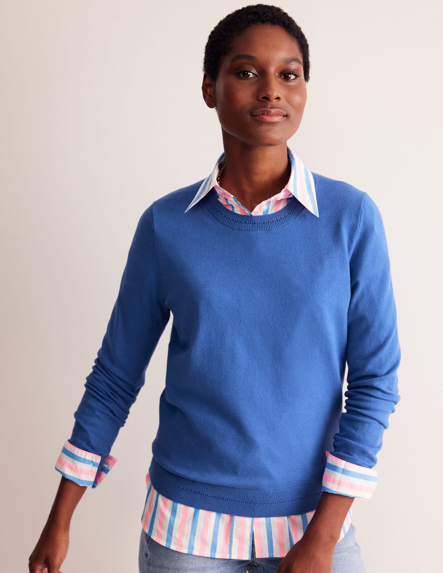 Catriona Cotton Crew Jumper-Blue Jay