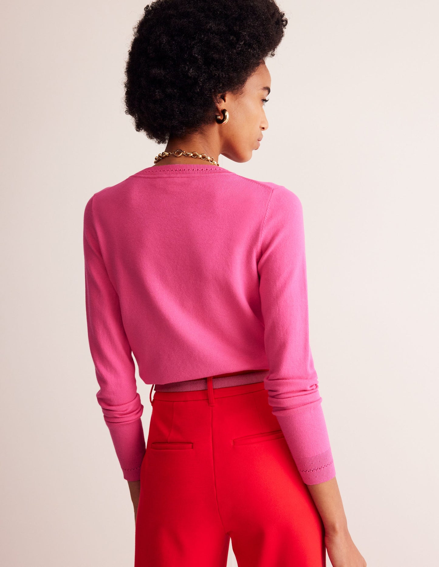 Catriona Cotton Crew Jumper-Carmine Rose Pink