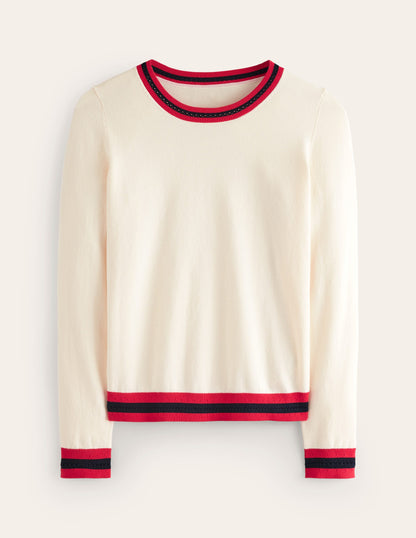 Catriona Cotton Crew Jumper-Warm Ivory