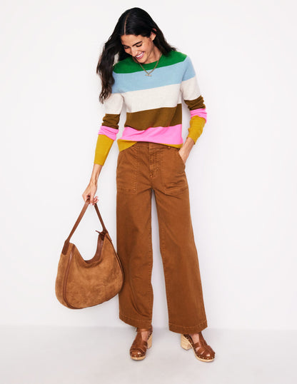 Eva Cashmere Crew Neck Jumper-Multi, Rainbow