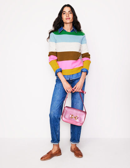 Eva Cashmere Crew Neck Jumper-Multi, Rainbow