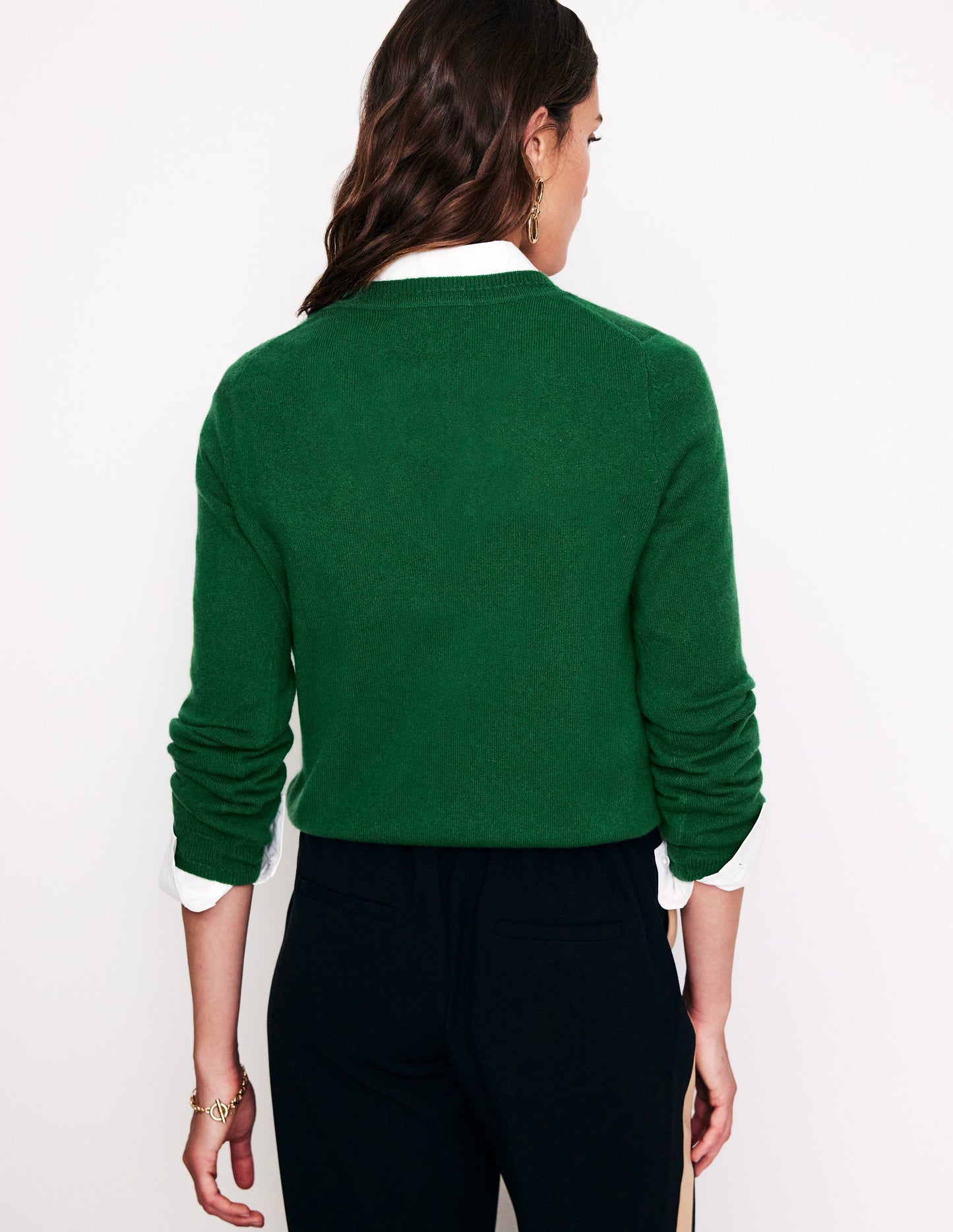 Eva Cashmere V-Neck Jumper-Pine Green