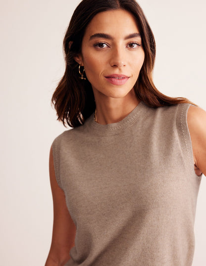 Eva Cashmere Tank-Chinchilla Melange