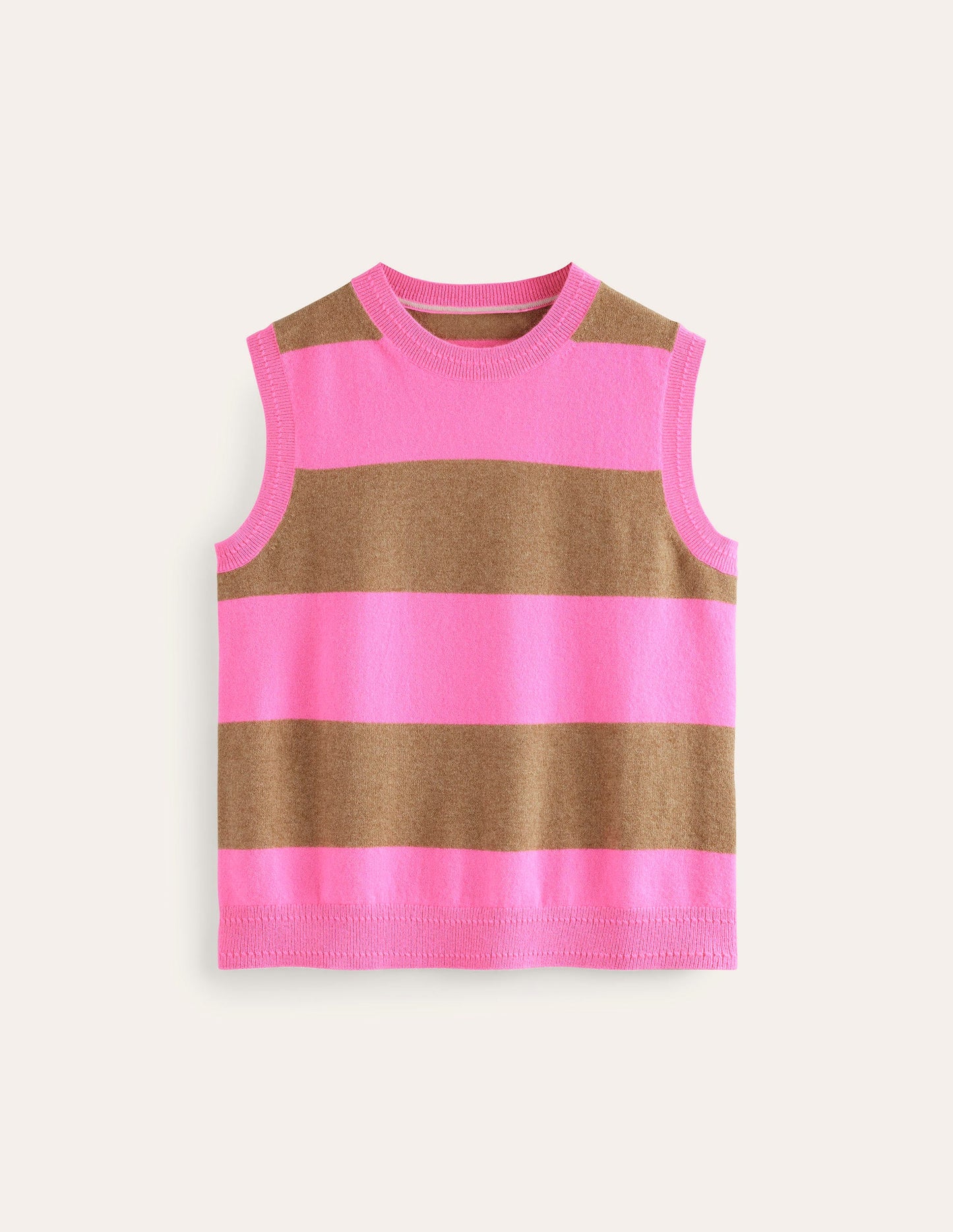 Eva Cashmere Tank-Camel Melange/ Fluro Pink