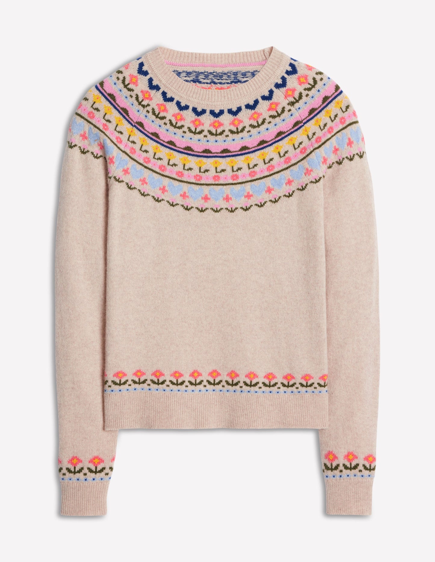 Edie Fair Isle Jumper-Oatmeal Melange, Heart Flower