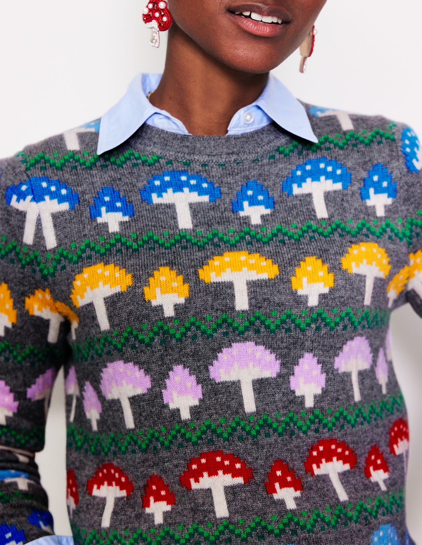 Edie Fair Isle Jumper-Grey Mushroom