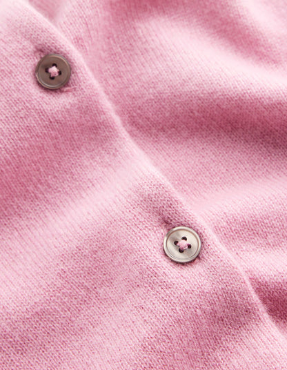 Eva Cashmere Crew Cardigan-Old Rose Pink