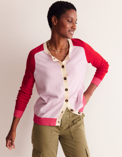 Meg Saddle Sleeve Cardigan-Soft Lavender, Colourblock