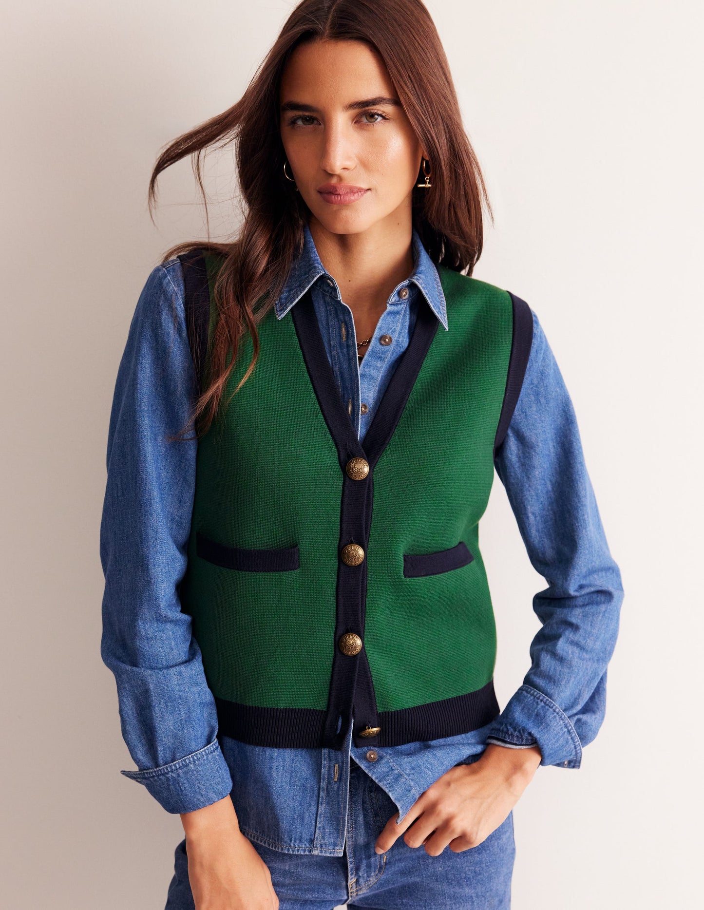 Holly Knitted Waistcoat-Eden Green