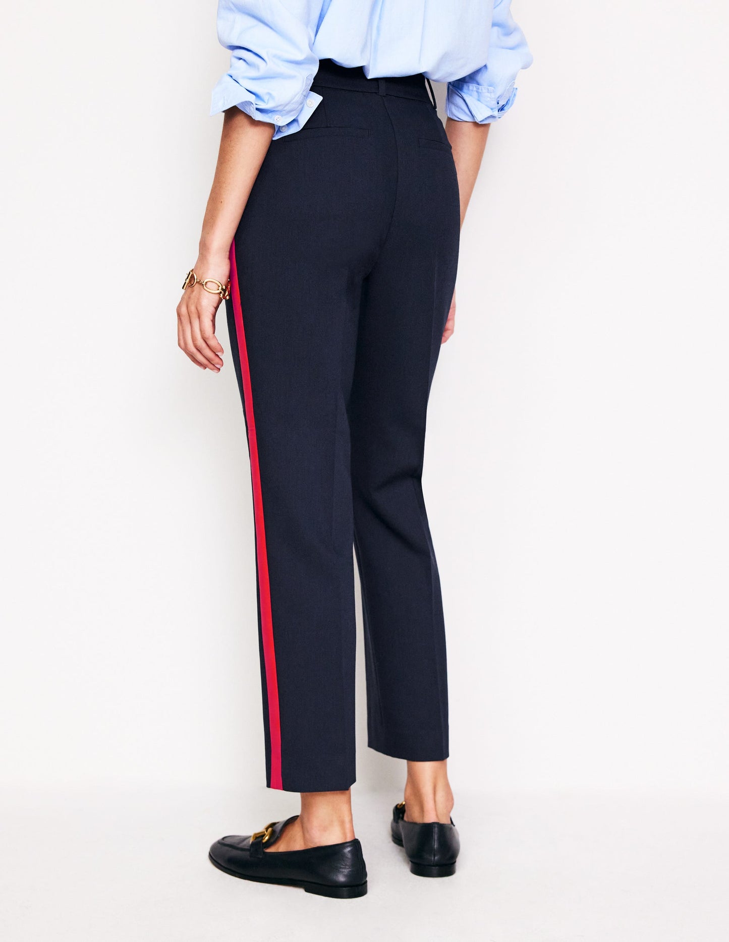 Kew Side Stripe Trousers-Navy, Red Stripe