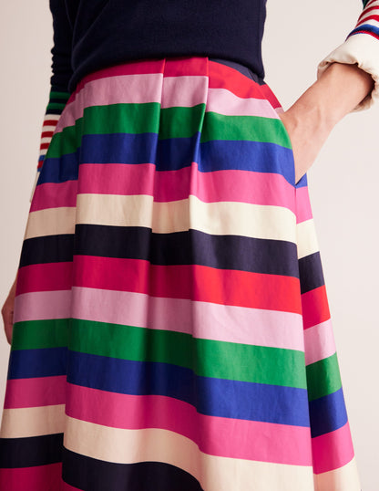 Isabella Cotton Sateen Skirt-Multi Stripe