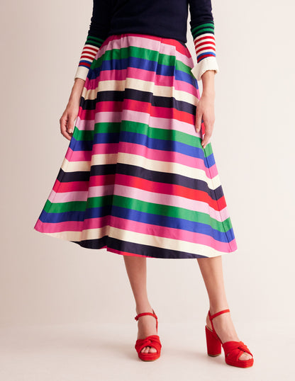 Isabella Cotton Sateen Skirt-Multi Stripe