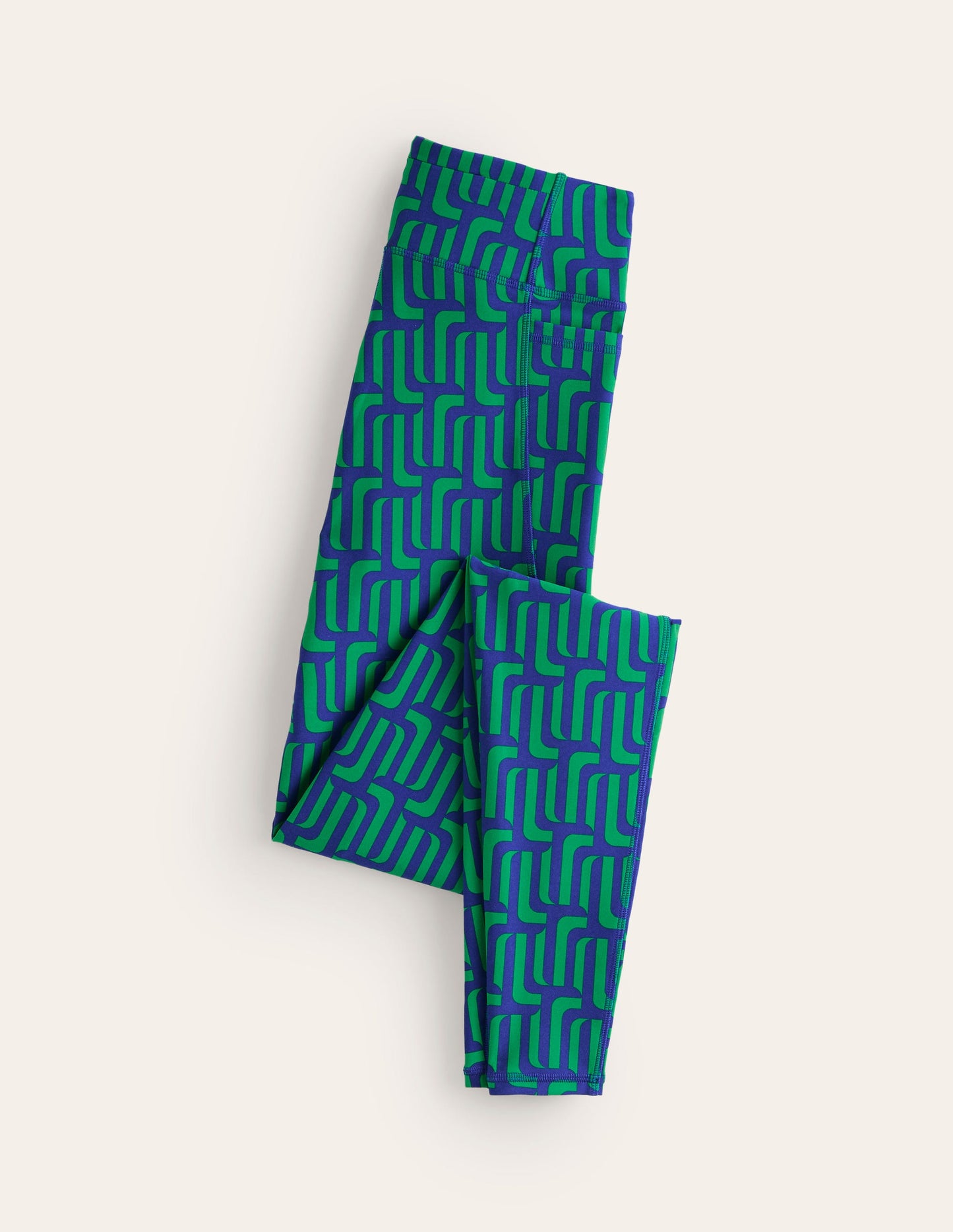 High Waist Pocket Leggings-Green Tambourine, Falling Geo