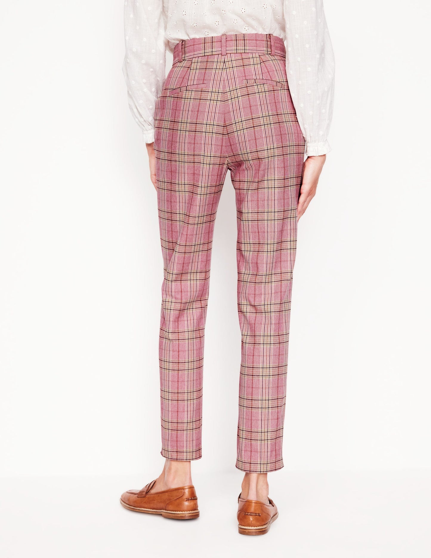 Kew Checked Trousers-Pink Check