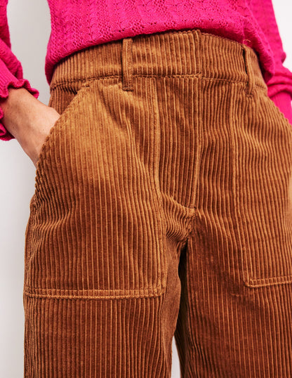 Tapered Cord Cargo Trousers-Gingerbread