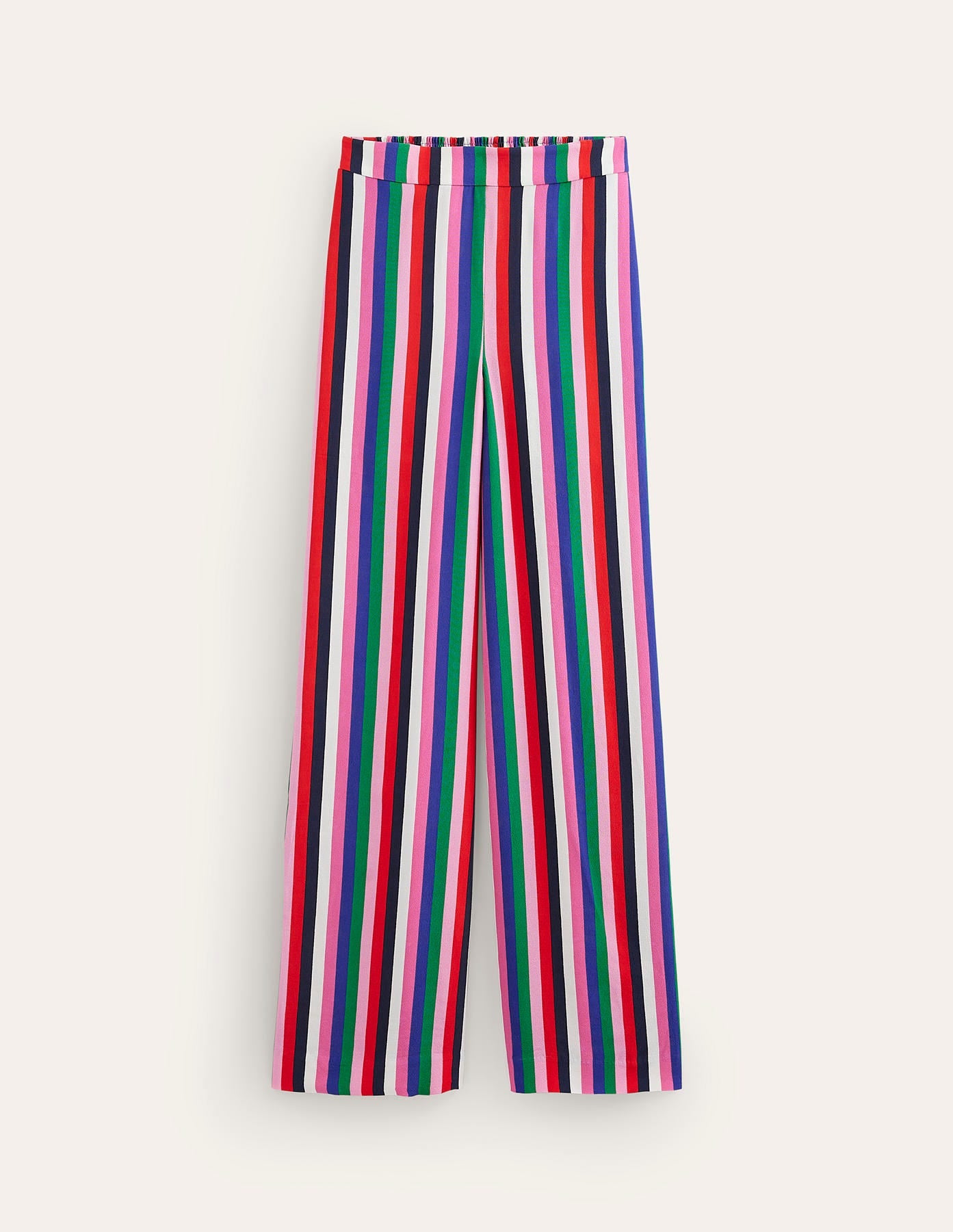 Wide Leg Pull-on Trousers-Rainbow Stripe