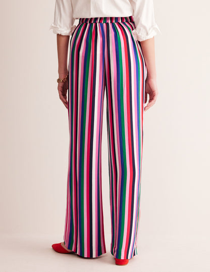 Wide Leg Pull-on Trousers-Rainbow Stripe