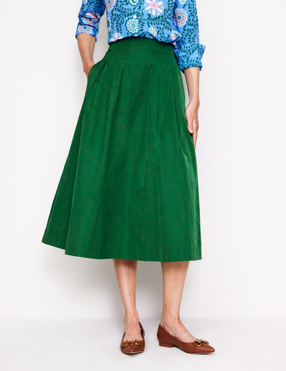 Isabella Taffeta Midi Skirt-Pine