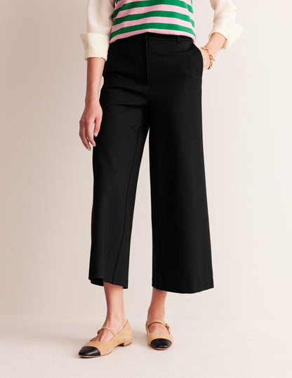 Ponte Wide Leg Culottes-Black