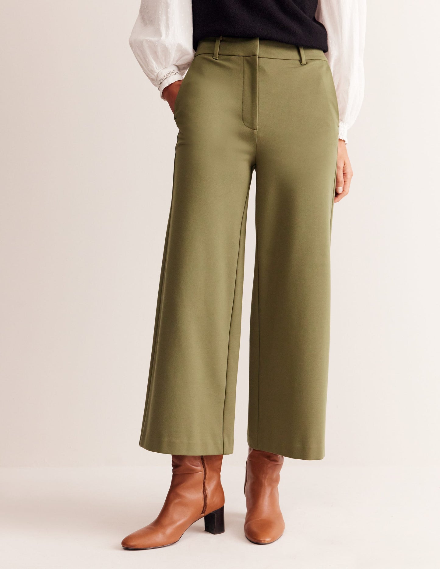 Ponte Wide Leg Culottes-Oregano