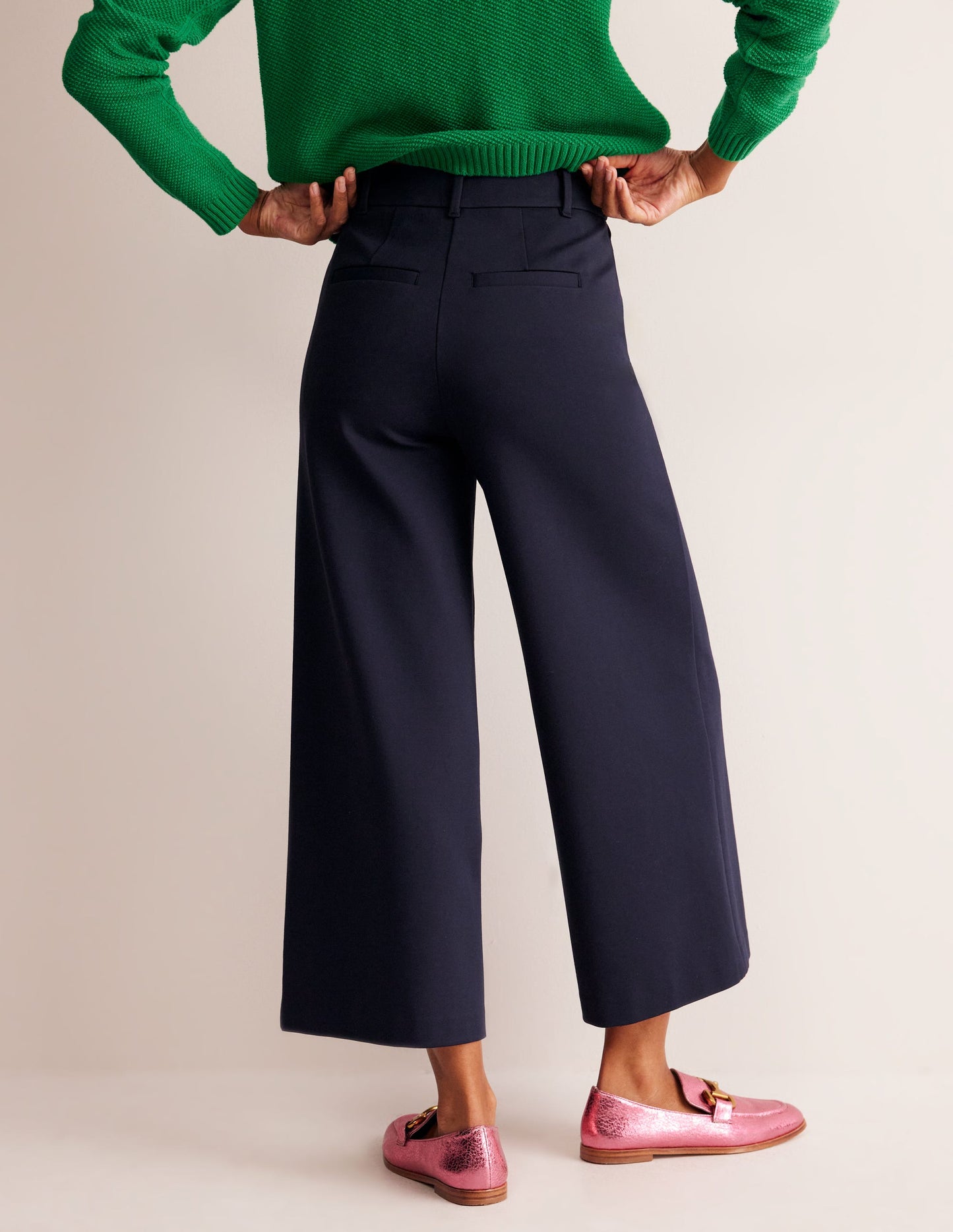 Ponte Wide Leg Culottes-Navy