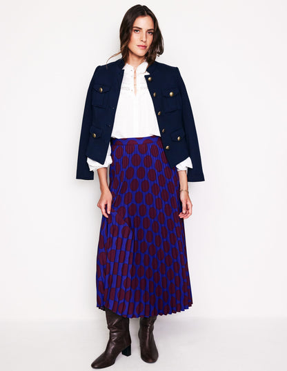 Camilla Pleated Midi Skirt-Chestnut, Large Spot