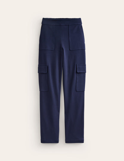 Ponte Twill Tapered Trousers-Navy