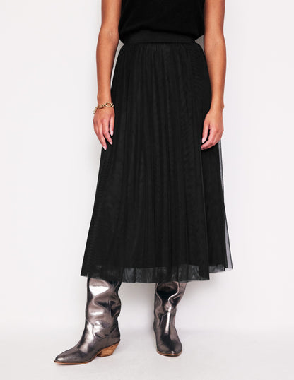 Isabella Tulle Midi Skirt-Black