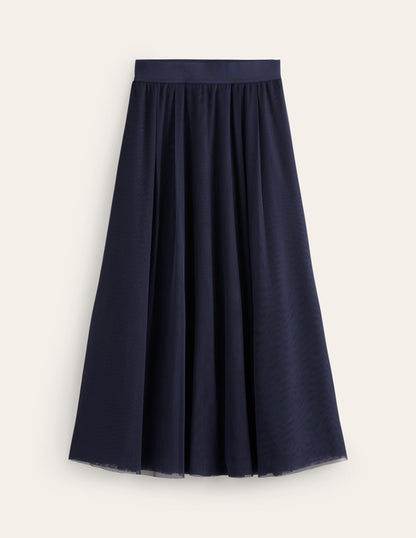 Isabella Tulle Midi Skirt-Navy