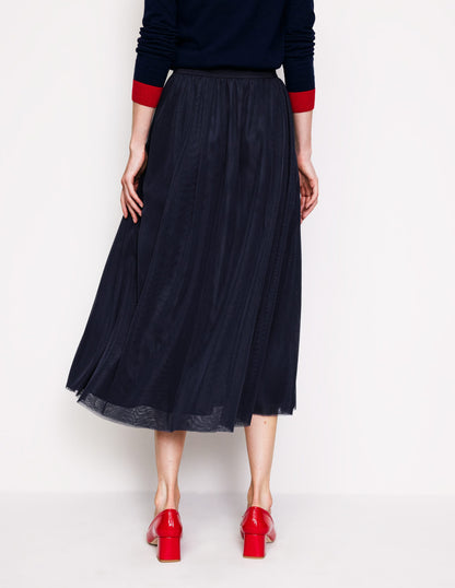 Isabella Tulle Midi Skirt-Navy