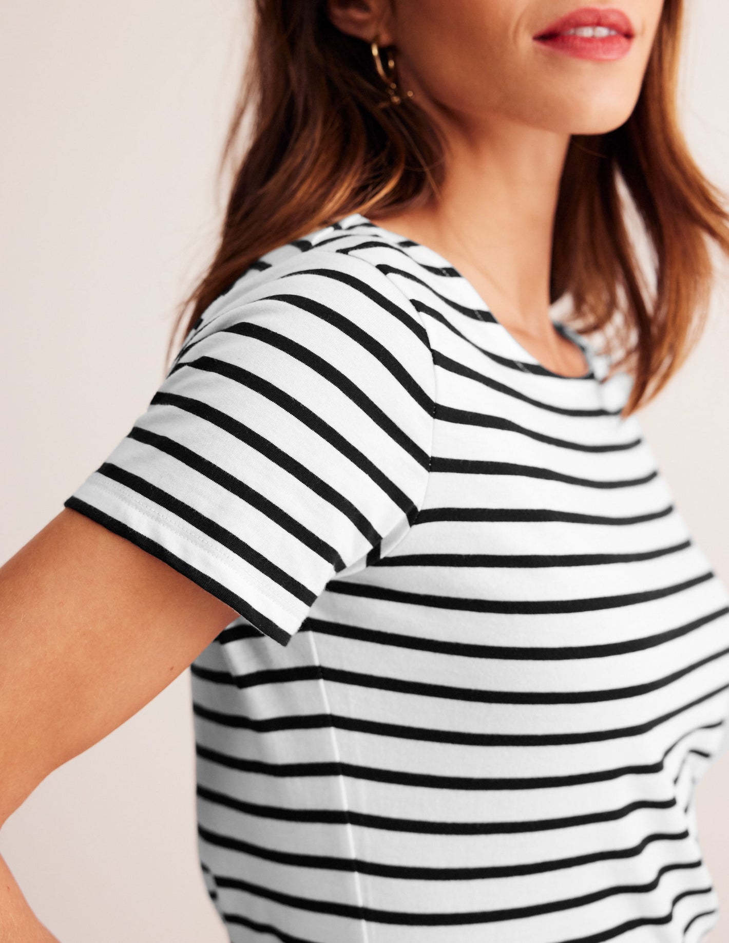 Ella Short Sleeve Breton -Ivory, Black